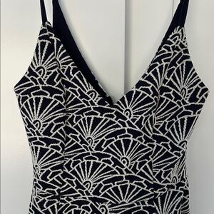 Design Lab Lord & Taylor Navy and White Mini Dress